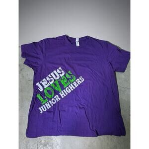Jesus Loves Junior Highers Purple Graphic T Shirt Size XL